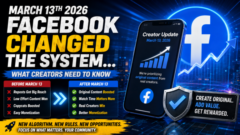Facebook March 13 2026 creator monetization update graphic