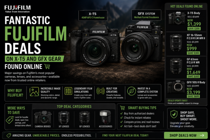 Fujifilm X-T5 and GFX camera deals found online for creators
