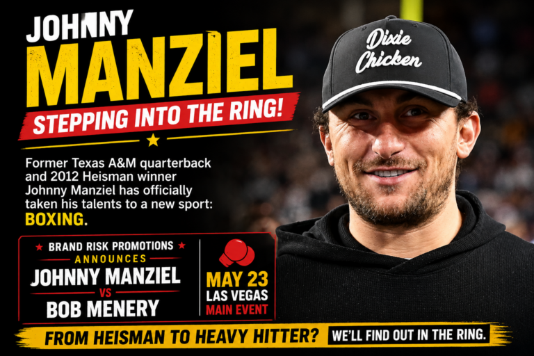Johnny Manziel boxing announcement graphic for fight against Bob Menery on May 23 in Las Vegas
