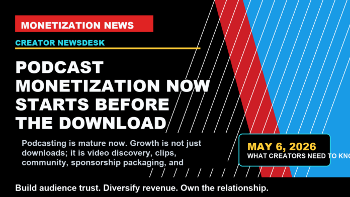 Podcasting is mature now. Growth is not just downloads; it is video discovery, clips, community, sponsorship packaging, and premium audience products.