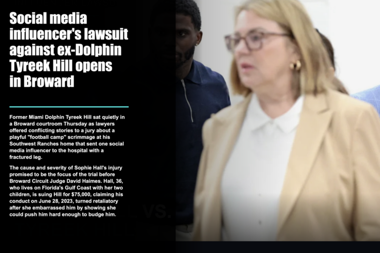 Social media influencer Sophie Hall lawsuit against ex-Dolphin Tyreek Hill opens in Broward