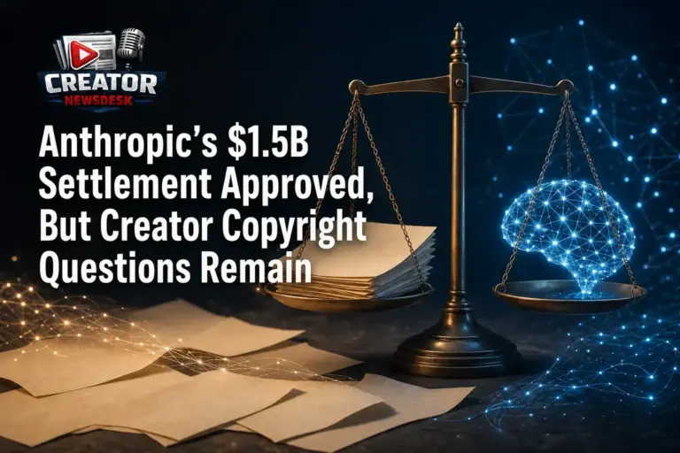 Anthropic’s $1.5B Settlement Approved, But Creator Copyright Questions Remain