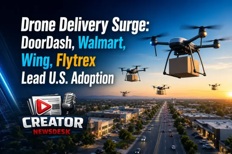 Drone Delivery Surge: DoorDash, Walmart, Wing, Flytrex Lead U.S. Adoption