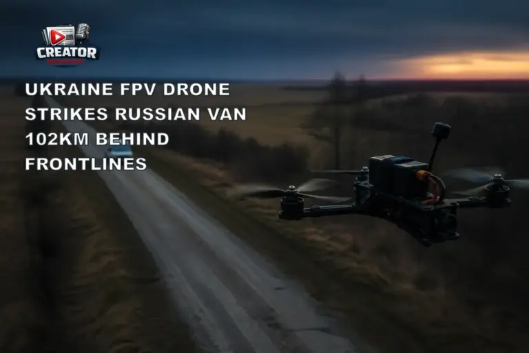 Ukraine FPV Drone Strikes Russian Van 102km Behind Frontlines