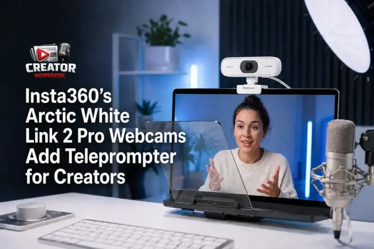Insta360’s Arctic White Link 2 Pro Webcams Add Teleprompter for Creators
