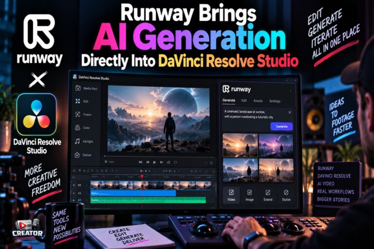 Runway Brings AI Generation Directly Into DaVinci Resolve Studio