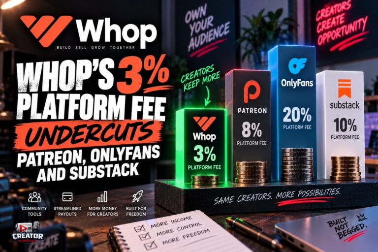 Whop’s 3% Platform Fee Undercuts Patreon, OnlyFans and Substack