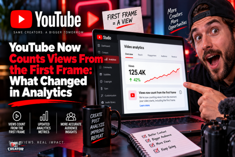 YouTube Now Counts Views From the First Frame: What Changed in Analytics