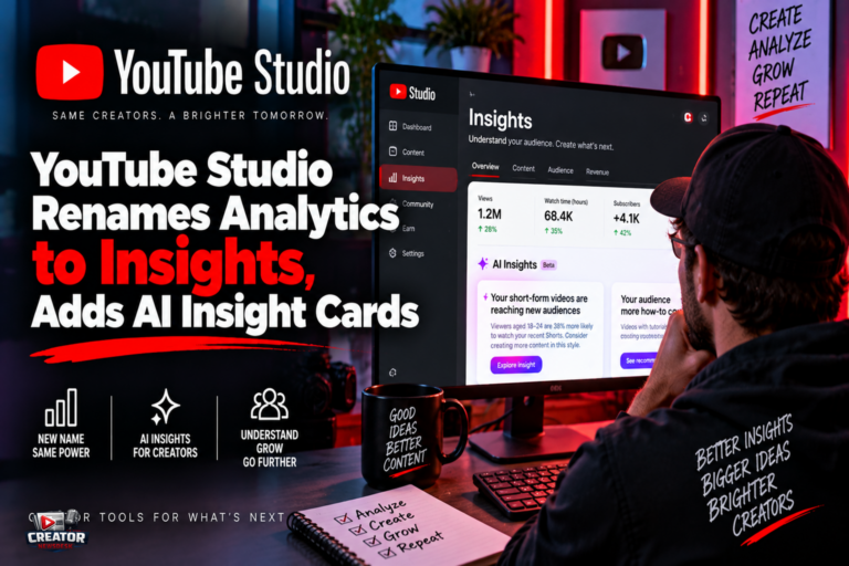 YouTube Studio Renames Analytics to Insights, Adds AI Insight Cards