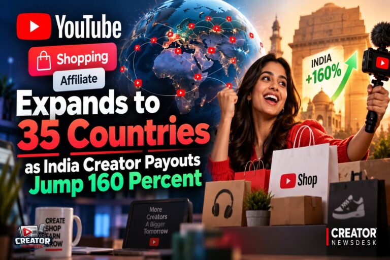 YouTube Shopping Affiliate Expands to 35 Countries as India Creator Payouts Jump 160 Percent
