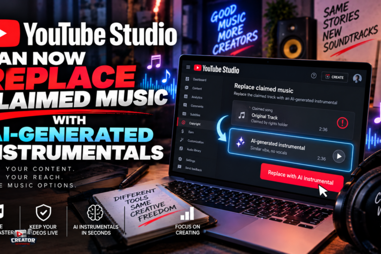 YouTube Studio Can Now Replace Claimed Music With AI-Generated Instrumentals