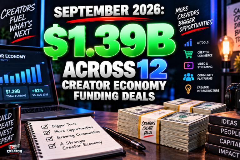September 2026: $1.39B Across 12 Creator Economy Funding Deals