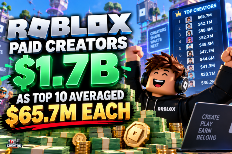 Roblox Paid Creators $1.7B as Top 10 Averaged $65.7M Each