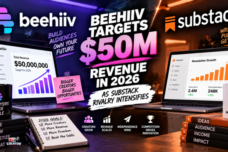 Beehiiv Targets $50M Revenue in 2026 as Substack Rivalry Intensifies